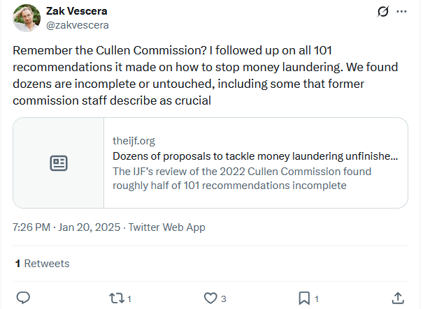 EricSchild2's tweet photo. Is it time to re-evaluate David Eby's concern for money laundering/organized crime yet?

His performance in opposition &amp; govt, 2015-2022 gave him a big boost politically.  Is the weak, vacillating premier of today really the same guy?  

Which one is the real Eby?

2025 post. https://t.co/BJLM5m9By3