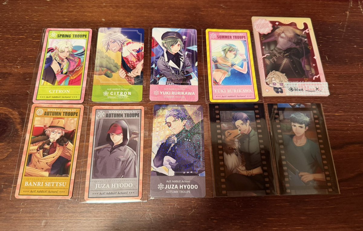blue_______K_'s tweet photo. 《交換・讓渡》
A3! チケコレ フィルコレ フィルム風コレクション 

【譲】画像参照
☆万里、十座、シトロン、幸、丞、ガイ

【求】至、臣 同異種(過去弾なんでも)

●万里は至との交換のみ

郵送希望
心当たりのある方はお気軽にお声掛けください。 https://t.co/ZsQzgZTssw