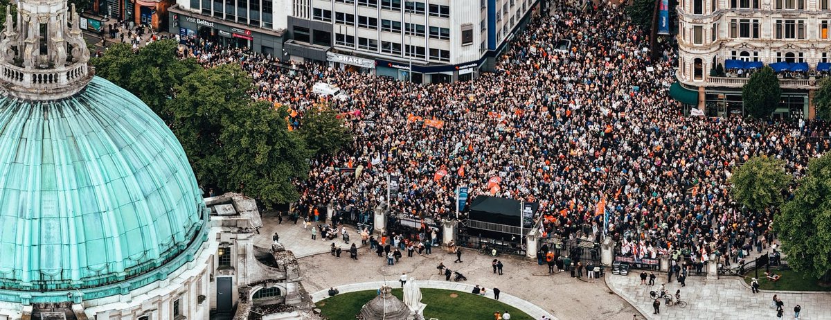 GerryCarrollPBP's tweet photo. Its hard to undersell just how large the demonstration in Belfast was today. It was one of the largest demonstrations i've ever seen in the city. https://t.co/i8jk99plUx