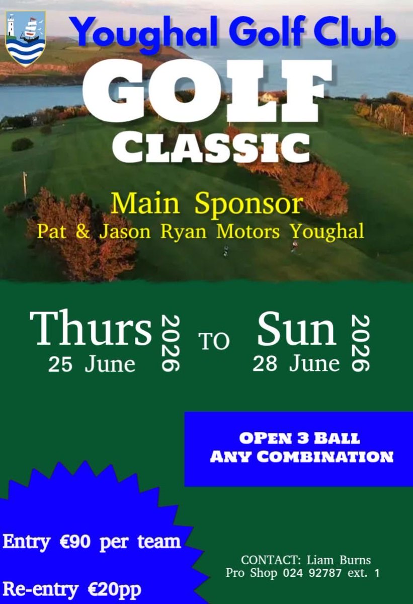 liamburnspga's tweet photo. Open 3 Ball Classic @Youghalgolfclub for bookings online or Pro shop 024/92787 @liamburnspga https://t.co/dwmWvHXeFE