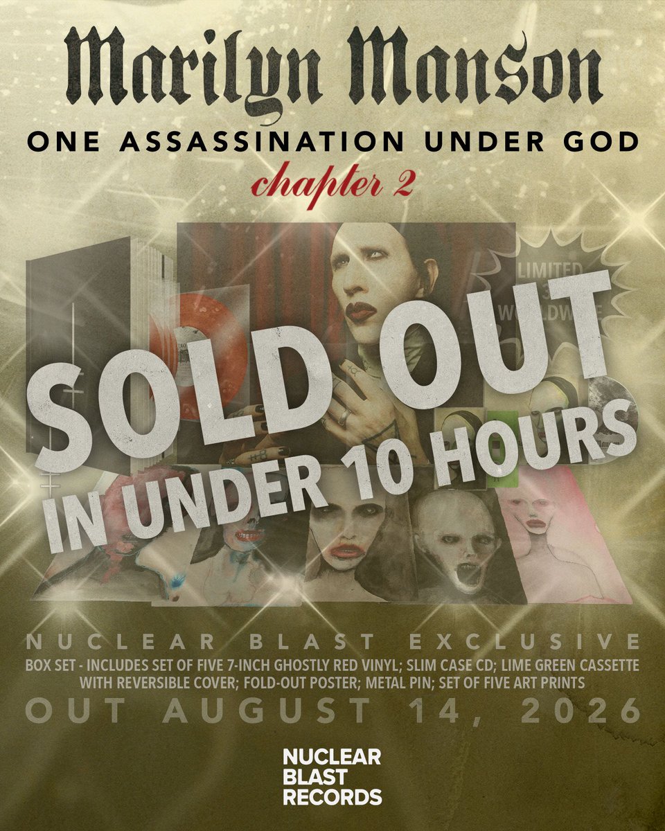 marilynmanson's tweet photo. One Assassination Under God - Chapter 2 Box set sold out.
CD and vinyl formats available for pre-order, while they last.

Pre-order the album at https://t.co/zmuuoNGxVV https://t.co/CumX6DFJnx