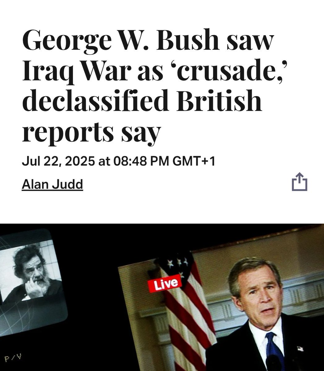 Peacefullworldd's tweet photo. @JUzuegbu @Realneo101 Yes it was a war against Muslims, George Bush himself called it a crusade. Yes, the US is a terrorist country, as they kill civilians for ideological reasons. https://t.co/MBmeHajdnB