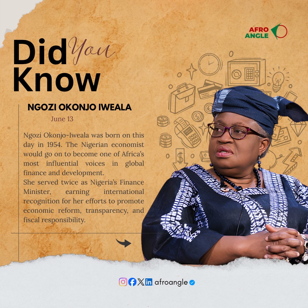 theafroangle's tweet photo. From shaping economic reforms to making history on the global stage, Ngozi Okonjo-Iweala's leadership continues to inspire millions across Africa and beyond.

Today, we celebrate a legacy of excellence, resilience, and impact.

#AfricanLeadership #WomenWhoLead #Afroangle https://t.co/wf8IPYMkRQ