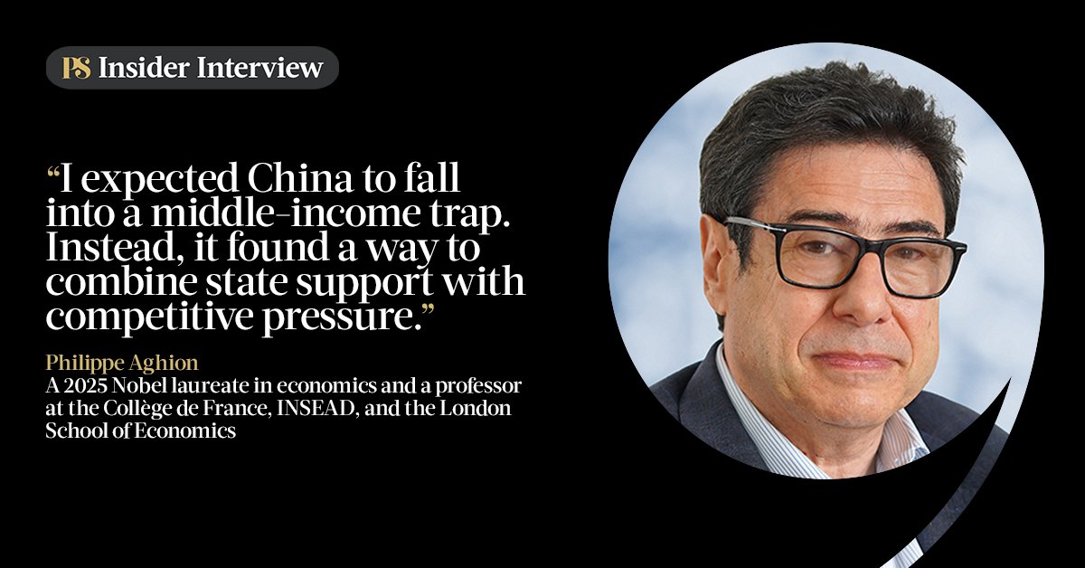 ProSyn's tweet photo. In the latest #InsiderInterview, @Ph_Aghion (Philippe Aghion of @INSEAD, @LSEnews, and @cdf1530) and @baselinescene (Simon Johnson of @MITSloan) highlight China’s use of “yardstick competition” to reconcile industrial policy with creative destruction. Read it now at the link.
https://t.co/gsvNOSKbqW