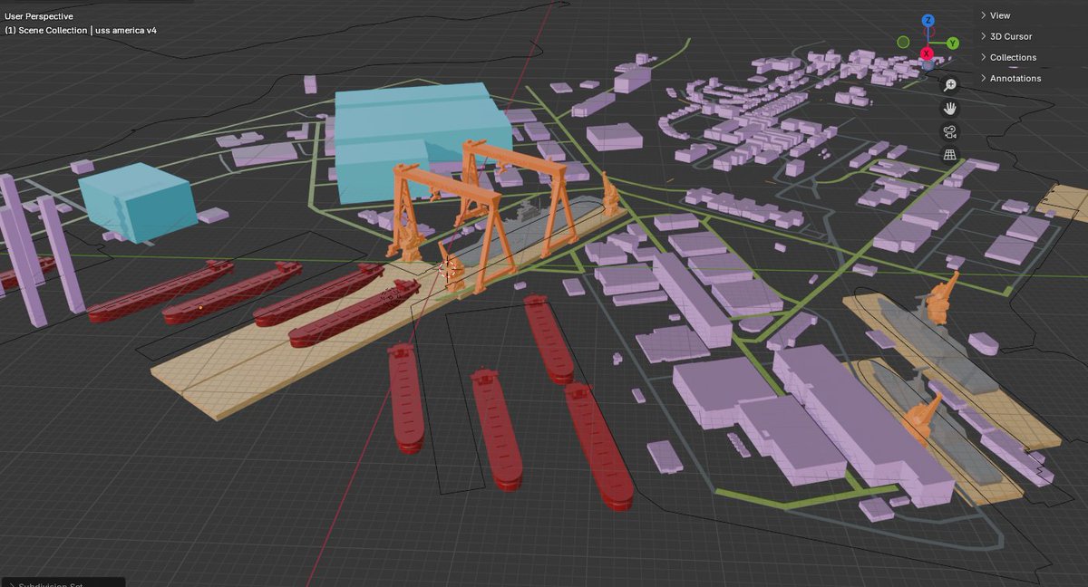USAMaritimeX's tweet photo. I've been working on some basic 3D models in blender to show people what it might look like if we resurrected some of our historic shipyards. The pics are (1) a rebuilt Hunter's Point concept (2) current Google Earth view and (3) and (4) are historic photos for reference. I would like to work on concepts for more realistic locations for new or resurrected shipyards. I don't know how to render in Blender yet. 

Does anyone have any advice on rendering or which software may be the best choice for my intended purpose?
