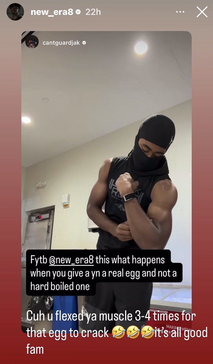 Jackson_Muse's tweet photo. Lamar Jackson’s response to Ja’Kobi Lane cracking the egg 😭 https://t.co/M5a5Rj7JUj