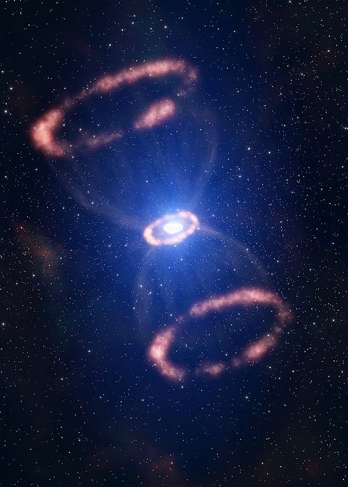 spacevibex's tweet photo. Supernova 1987A’s breathtaking triple-ring system, frozen in time after its historic 1987 blast. https://t.co/geLHgCaAaK