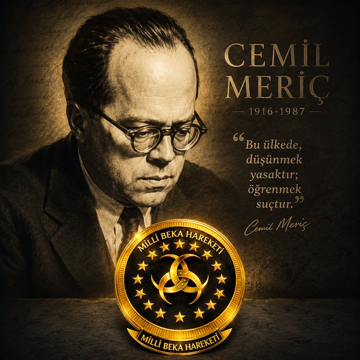 MBH_Medya's tweet photo. Türk düşünce dünyasının müstesna kalemlerinden, ömrünü hakikati aramaya ve Türk irfanına adamış mütefekkir Cemil Meriç'i vefat yıl dönümünde rahmet, minnet ve dualarla yâd ediyoruz.
“Hayatını Türk irfanına adayan bir fikir işçisi” olarak tanımlanan Cemil Meriç, eserleriyle yalnız kendi dönemini değil, gelecek nesilleri de aydınlatan bir meşale olmuştur.
Onun şu sözleri bugün de yolumuzu aydınlatmaktadır:
“Bir dünyayı kelimelerle kuran adamdır mütefekkir.”
Ve yine: “İnsan, sevdiği ve inandığı ölçüde yaşar.”
Cemil Meriç; hakikatin, ilmin, tefekkürün ve medeniyet şuurunun yılmaz savunucusu olarak hafızalardaki yerini muhafaza etmektedir.
Ruhu şad, mekânı cennet olsun.
Millî Bekâ Hareketi Genel Merkez Tanıtım Medya Başkanlığı 
@AliCoban52
@Mustafa42621867
@Selim_Uysal18
#CemilMeriç 
#MilliBekaHareketi 
#Türkİrfanı 
#FikirAdamı 
#RahmetleAnıyoruz