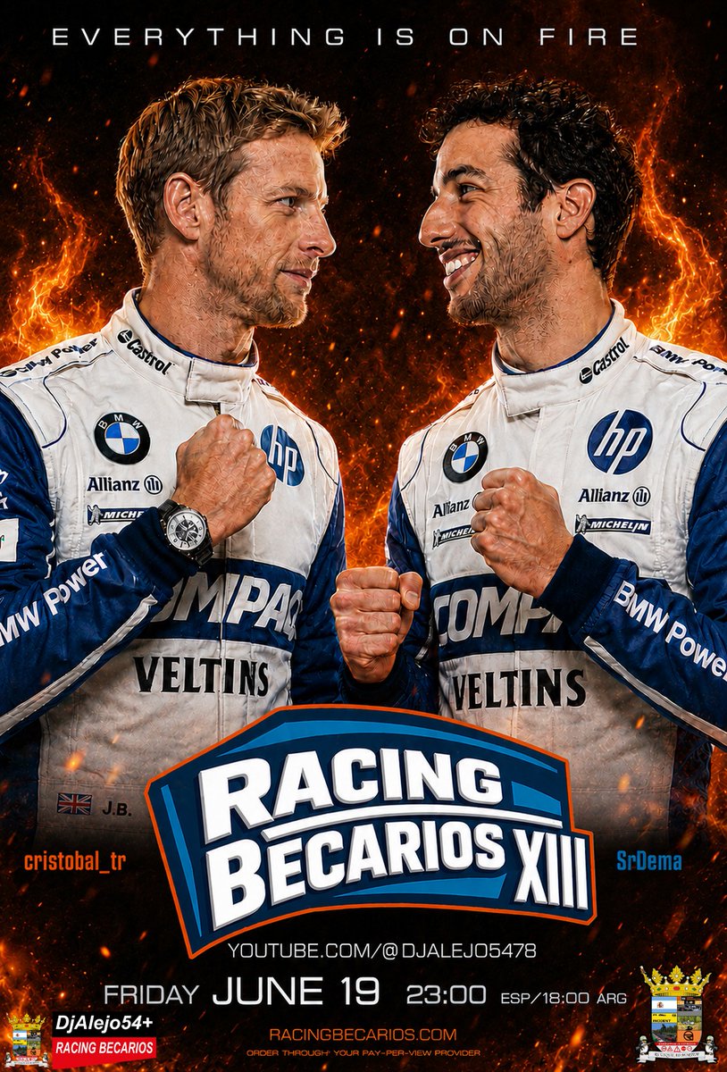 ElChiringuitoRB's tweet photo. 🖼Póster oficial de la última fecha de la temporada
🥇Los dos pilotos de @WilliamsF1 se jugarán el mundial el próximo viernes en el #UsaRb y #JapRb
📺Toda la acción disponible bajo demanda en este enlace https://t.co/0P6IBd6sif
#RbIsOnFire #RbXiii #ChiringuitoMundial https://t.co/qHgj33lDuz