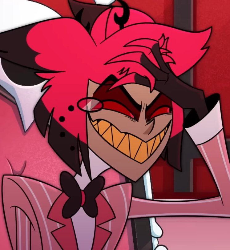 decoradoomed's tweet photo. i still really like the little details they do with alastor

like him having a monocle likely because when he fell after dying, it broke his glasses

his hair being red because of the blood that got all over his hair

how he rubs the spot where it happened on his head

so good https://t.co/kEKs5py7G9