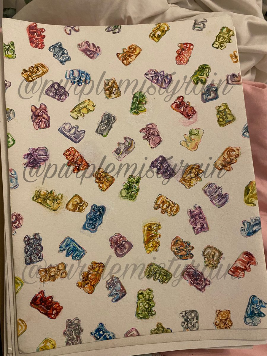PurpleLoli's tweet photo. Gummy Bears Gummies, clear, beautiful and crispy copies available in digital print form and physical form! #art #drawing #candy https://t.co/tGhGgqGyAv 💗🌈✨ https://t.co/w5A2YTV1WY