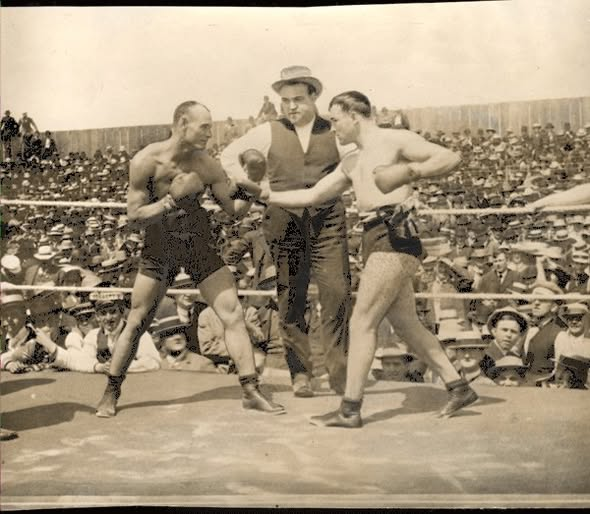 Heavyweight Champion Tommy Burns (right) makes his 11th defense, on ...