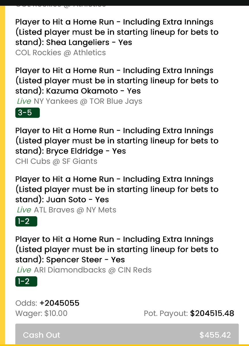 shaddy_lo's tweet photo. We gone spin the block today an Ben another 10 #homerun #mlb #sportsbet https://t.co/951lTva2hV