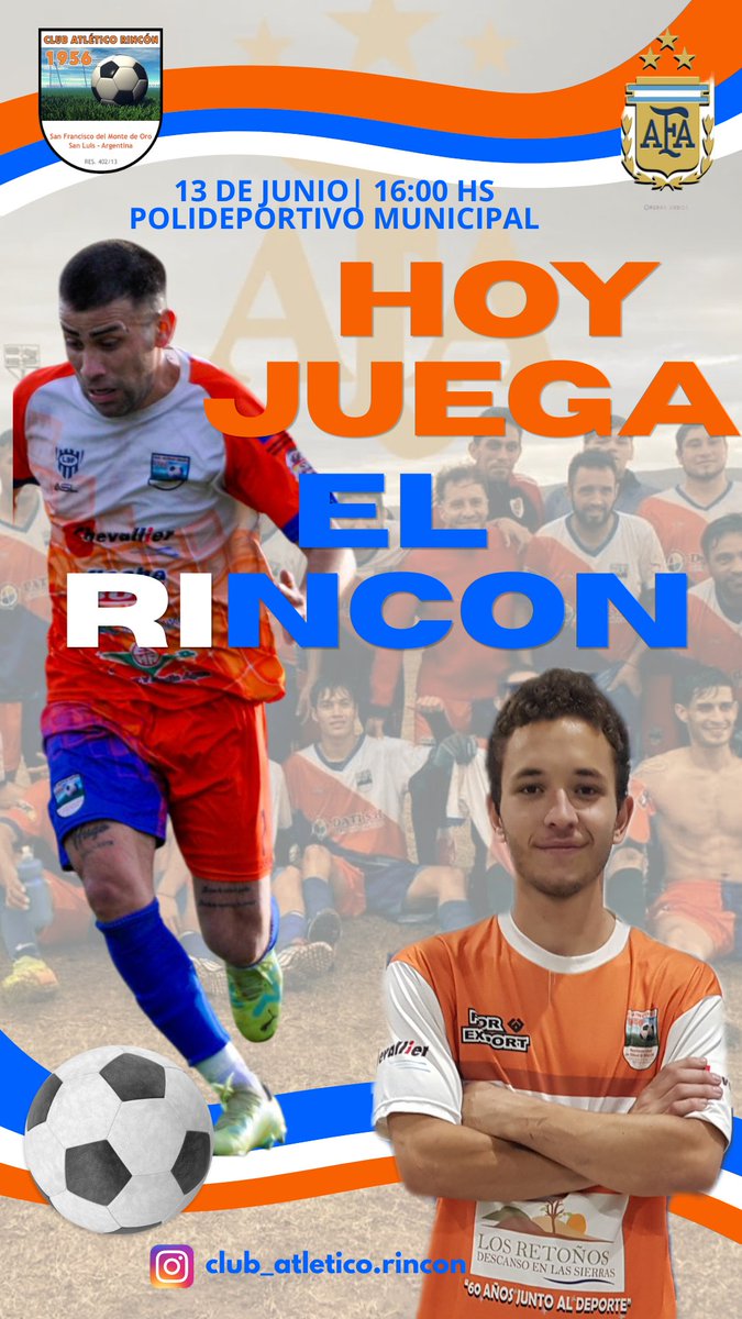 Club_A_Rincon's tweet photo. 👏🏻⚽️ ¡HOY juega EL RINCON 🇨🇿! ¡Vamos, #Rincon! 

⌚️ 16:00 hs vs. Resto del Mundo 🇧🇼 📍Polideportivo Municipal de San Francisco 

🏆 #SomosSanFrancisco #ElEquipoQueNosUne💙🧡🤍 https://t.co/3nWsUxNnr6