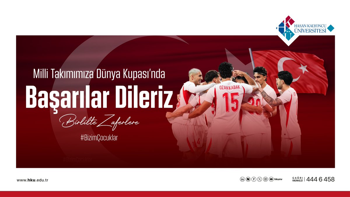 hkunv's tweet photo. 🇹🇷⚽ Hasan Kalyoncu Üniversitesi olarak, 2026 FIFA Dünya Kupası'nda ülkemizi temsil edecek olan #BizimÇocuklar'ın yanındayız!

A Milli Futbol Takımımıza gönülden başarılar diliyor; mücadeleleri, azimleri ve takım ruhlarıyla milletimize yeni gururlar yaşatacaklarına inanıyoruz.

Başarılar Bizim Çocuklar! 🇹🇷

#HKÜ #HasanKalyoncuÜniversitesi #HküHerYerde #DünyaKupası2026 #MilliTakım #Türkiye #Gaziantep