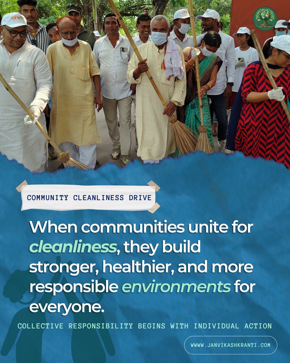 janvikashkranti's tweet photo. Clean surroundings begin with responsible actions. A community cleanliness drive is not just about sweeping streets—it is about building healthier, stronger, and more aware communities for everyone.

#CleanlinessDrive #CommunityAction #SwachhBharat https://t.co/FLPqmctjrH