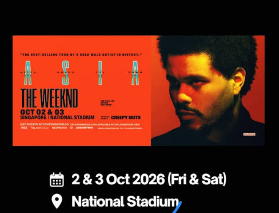 selfnmbrone's tweet photo. WTS ‼️

THE WEEKND
Not looking for profit. Selling at cost price.

Dm me for details!

Wts wtb sg https://t.co/gSufgTB9ye