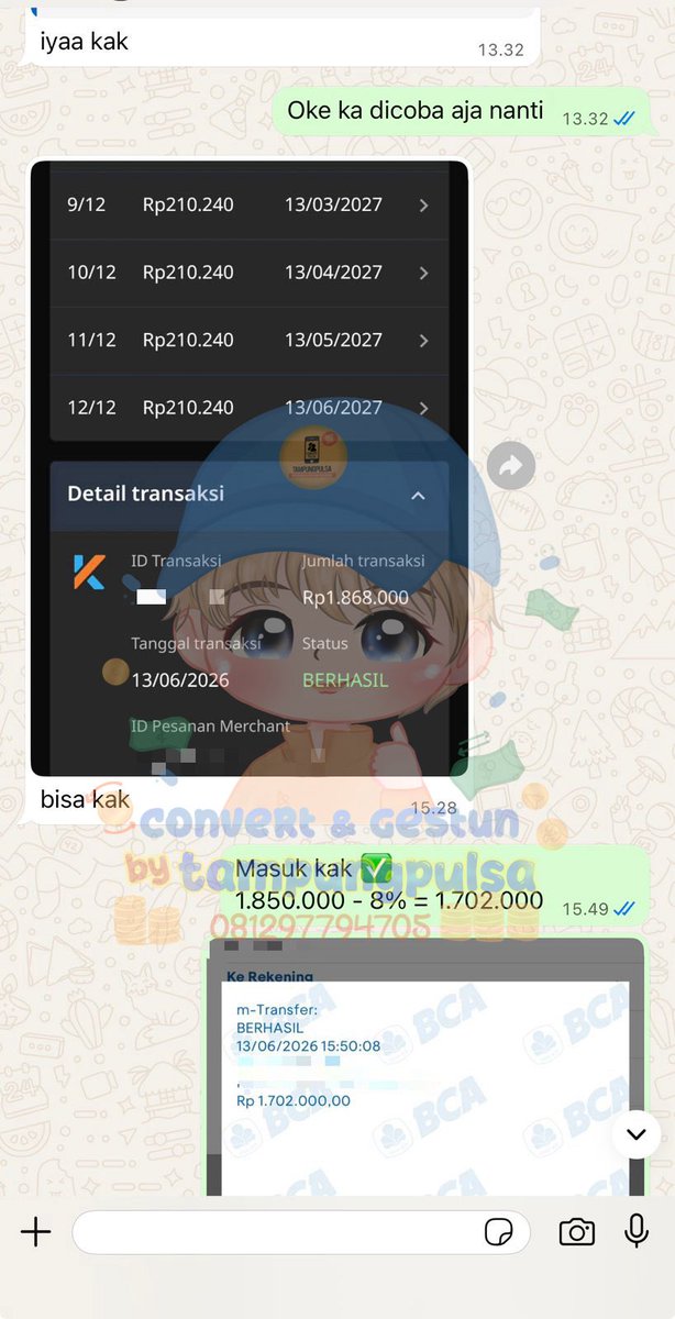 lrubie_'s tweet photo. transaksi realtime 13/06/2026 📝

💰— krewd1v0 via VA oren 3.268.000 ✅
💰— kaItu kIedit via scan 3.500.000 ✅
💰— krewd1v0 via VA oren 1.868.000 ✅
💰— kaItu kIedit via scan 600.000 ✅

💌 more testi at https://t.co/oVIAsU3l3h https://t.co/V393oUFFiy