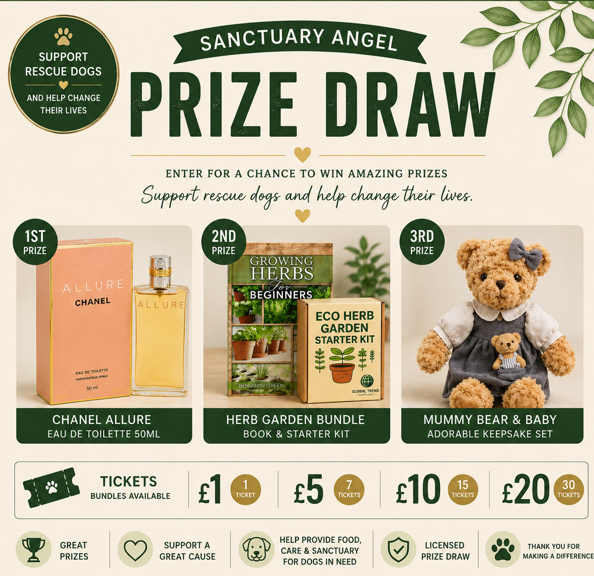DogDeskAction's tweet photo. 🎟️ Ticket sales have stopped 

We still have 9⃣4⃣ tickets left 

Win:
🏆 Chanel Allure 50ml
🏆 Herb Garden Bundle
🏆 Mummy Bear & Baby

From just £1, you'll be helping vulnerable dogs while giving yourself a chance to win

UK residents only, get yours here ⬇️

https://t.co/Ad1MY15KcR