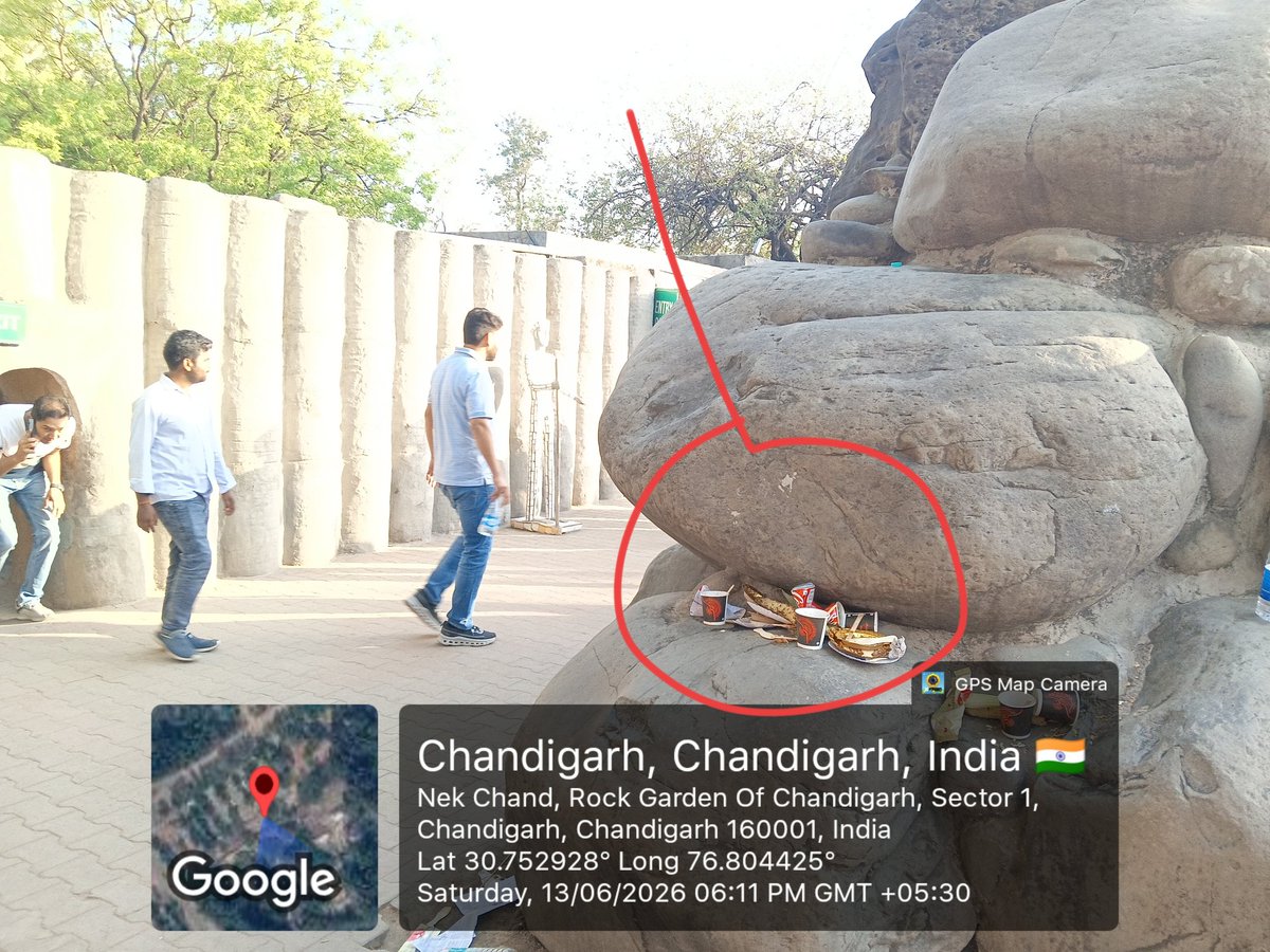 a6sstc's tweet photo. चंडीगढ़ के खूबसूरत रॉक गार्डन में पर्यटकों द्वारा फैलाई जा रही यह गंदगी बेहद शर्मनाक है। @MCChandigarh @dc_chd से निवेदन है कि ऐसे लोगों पर सख्त कार्रवाई की जाए और भारी जुर्माना लगाया जाए ताकि इस धरोहर की स्वच्छता बनी रहे। 🙏
@rishuraj_chd @sstchandigarh https://t.co/vgCNqjKOGD