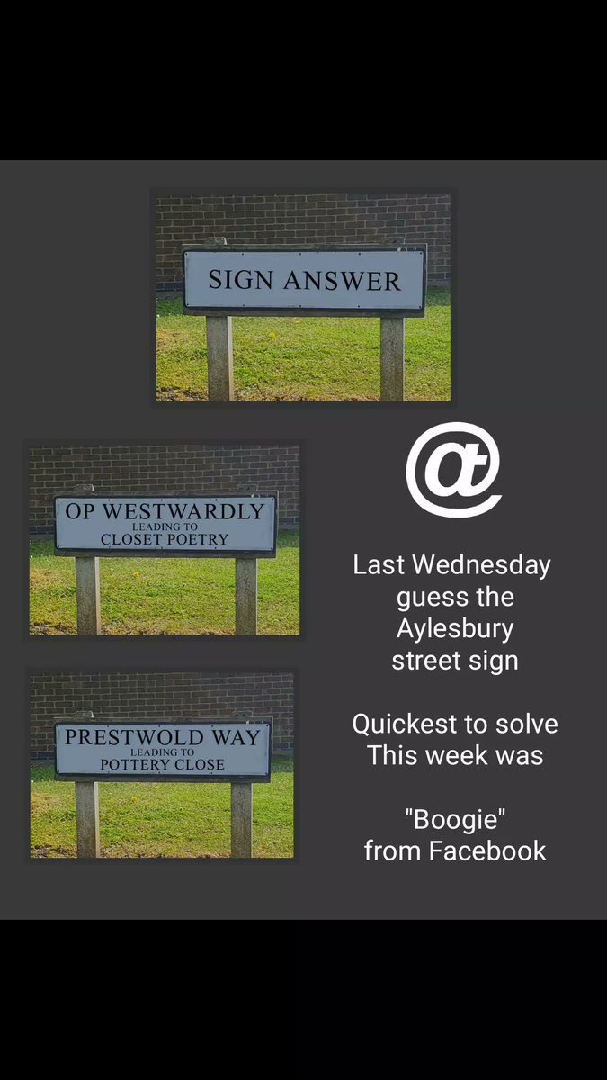 aylesburytown's tweet photo. Last Wednesdays Aylesbury Street Sign with answer, well done to all who played.
#aylesburytowncom #anagram #puzzle #aylesburytown #aylesbury https://t.co/Yp5Yyn8Jzw