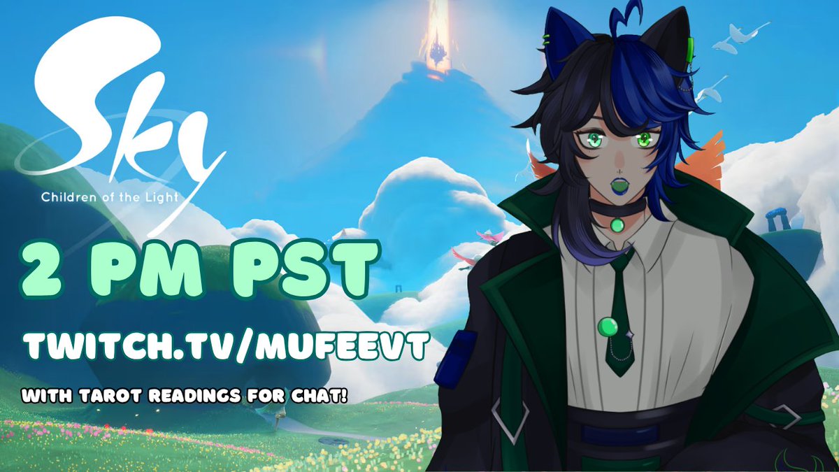MufeeVT's tweet photo. We are back at 2 PM PST | 6/13
https://t.co/ERRacp7dly | #vtuber #skycotl https://t.co/eGTAcEAJ04