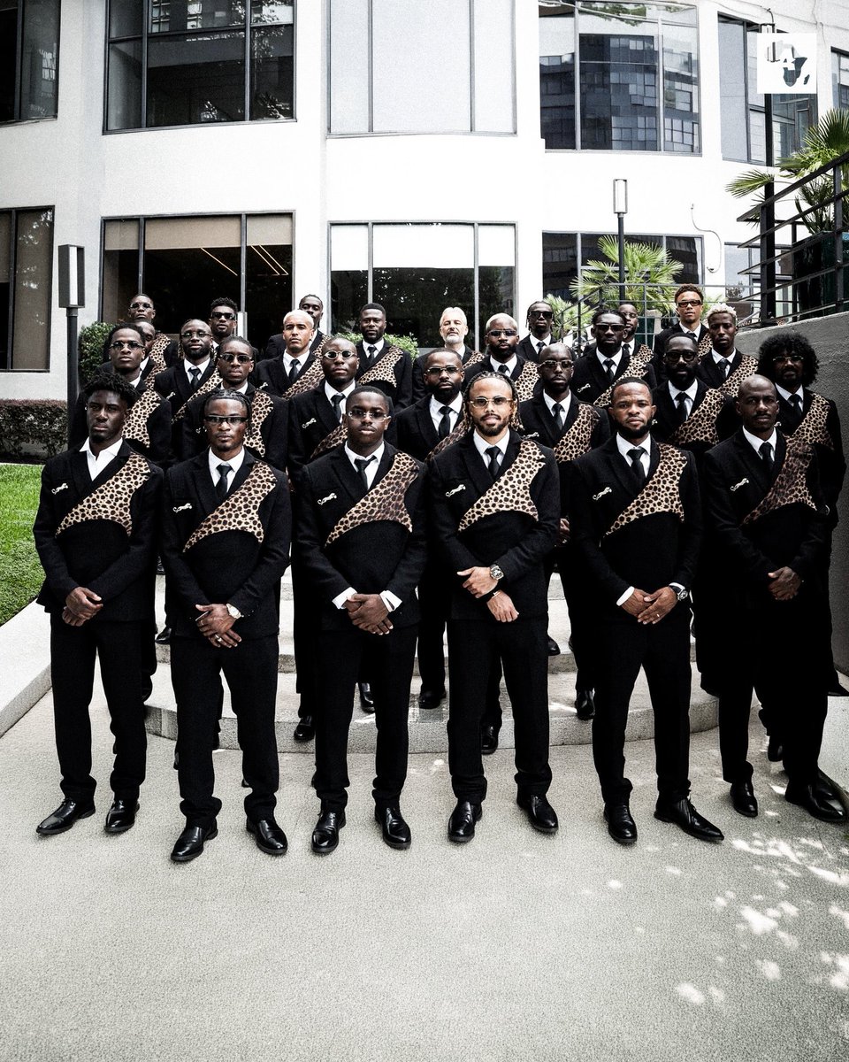 GalactaMag's tweet photo. A fitting arrival for the Leopards.DR Congo's squad touched down in leopard-print suits inspired by their famous nickname. 🐆🇨🇩 https://t.co/2qdjt0bUW7