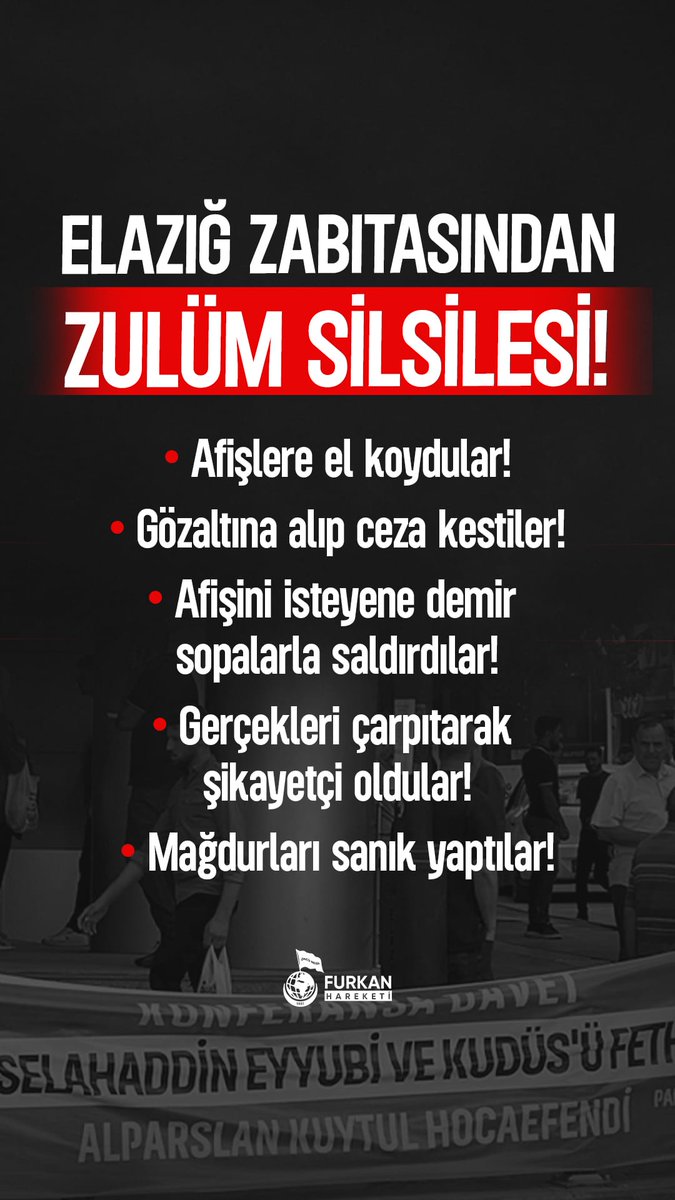 HaydarAkoraler's tweet photo. SistematikZulüm DevamEdiyor
#ElazığZabıtası
Herkes yaptığının hesabını elbette bir gün Allah'a verecekler. https://t.co/xgSaMXUjzn