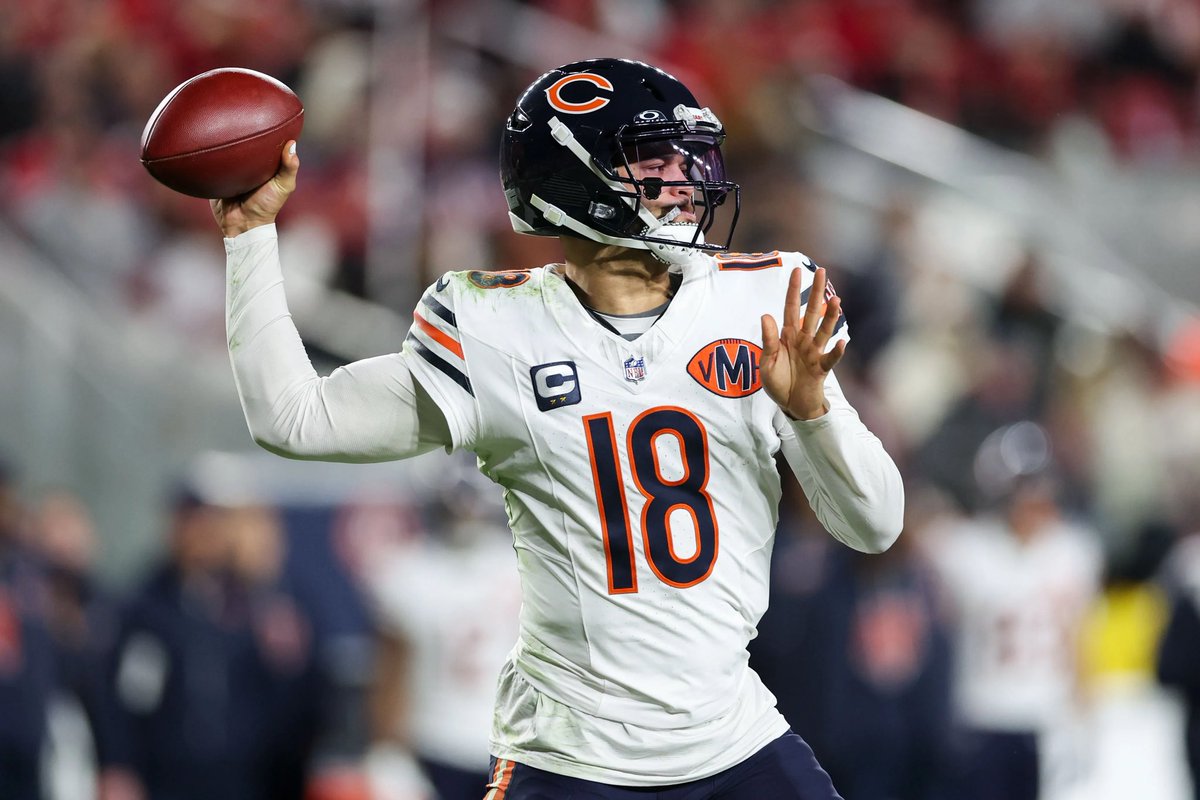 bearszn's tweet photo. Caleb Williams is viewed as a Top 10 QB around the NFL, per @JFowlerESPN: 

“Caleb Williams is looked at around the league as a Top 10 QB and one of the very best closers in the NFL….the key they’re working on in minicamp, OTAs and Training Camp is getting him to work inside the pocket to take the layups when they're there, the checkdowns, the easy completions….but with Caleb Williams right now…..he's the type of player that can make plays only Patrick Mahomes could make before him. He’s got that ceiling right now. So big things for the Bears in year three.” 

👀
