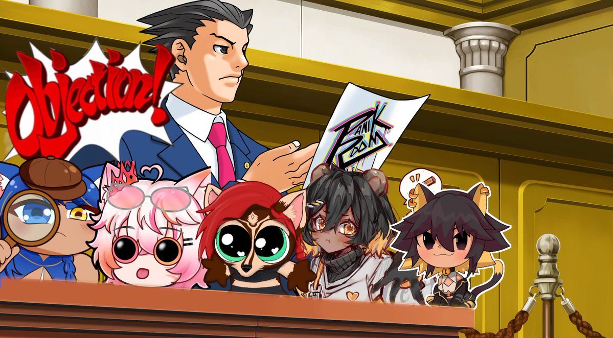 NotPanikRoom's tweet photo. TAKE THAT! WE  RUN THIS COURTROOM! 

Ace Attorney Playthrough w/ Chaotic Voice Acting!~
We go live at 3PM EST/2PM CST! https://t.co/Mc5pFmtF2f