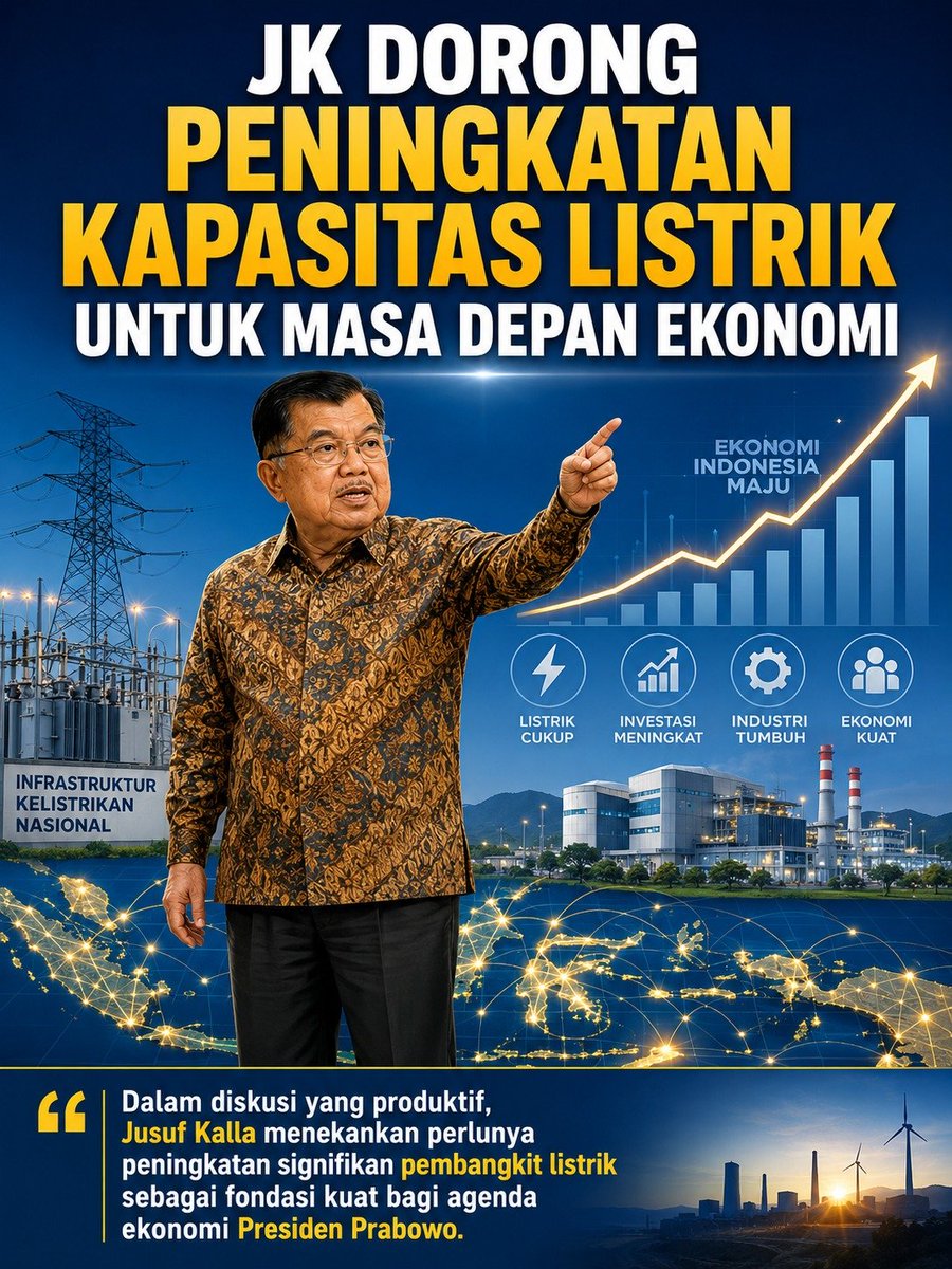 triwul82's tweet photo. Kolaborasi strategis untuk masa depan ekonomi. JK dorong peningkatan kapasitas listrik nasional sebagai fondasi agenda ekonomi Presiden Prabowo. Proyek 2.000 MW senilai Rp 70 T ini jadi bukti nyata bahwa kemandirian energi adalah kunci pertumbuhan industri. Bagaimana pandanganmu? 

 https://t.co/RErpoFzqXg