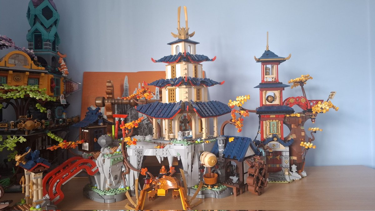 Not_Mister_F's tweet photo. How has it taken me this long to learn how good the Temple of the Dragon Cores looks paired up with the Tournament Temple City?! 
#ninjago #lego https://t.co/zkB0SbNZJt
