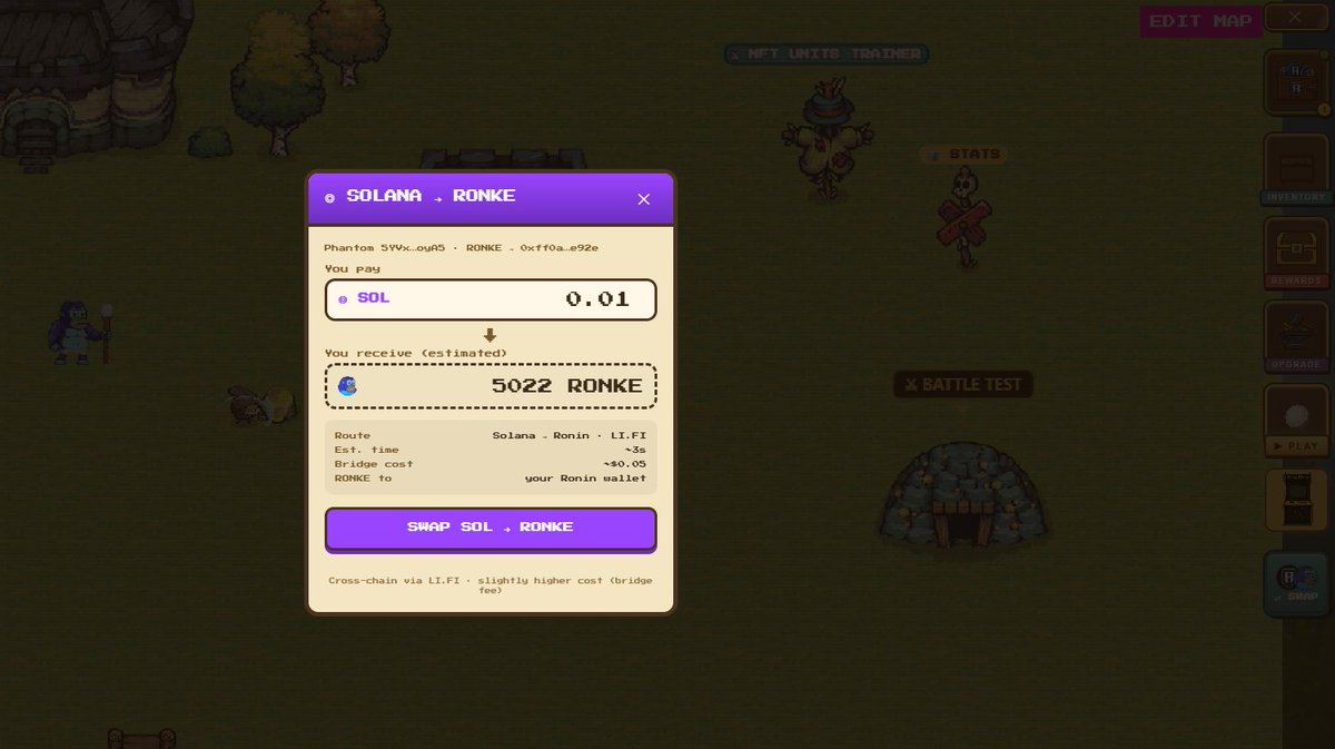 j0vany1's tweet photo. testing on making it possible to swap @solana  to $RONKE directly inside the game https://t.co/wC5ZtljsIO
