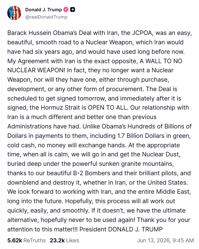 prayingmedic's tweet photo. POTUS on Iran. https://t.co/bdBpHOeqXF