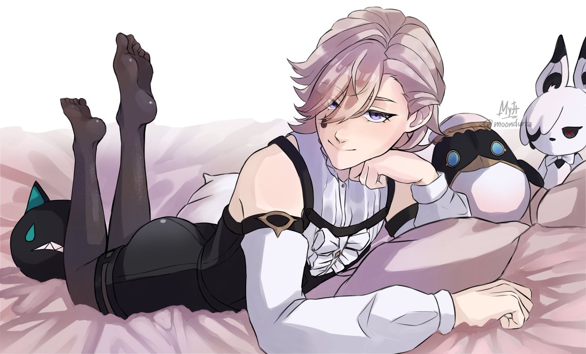 moondurka's tweet photo. Keep me company?
#Lyney #GenshinImpact https://t.co/YkfIucvQv0