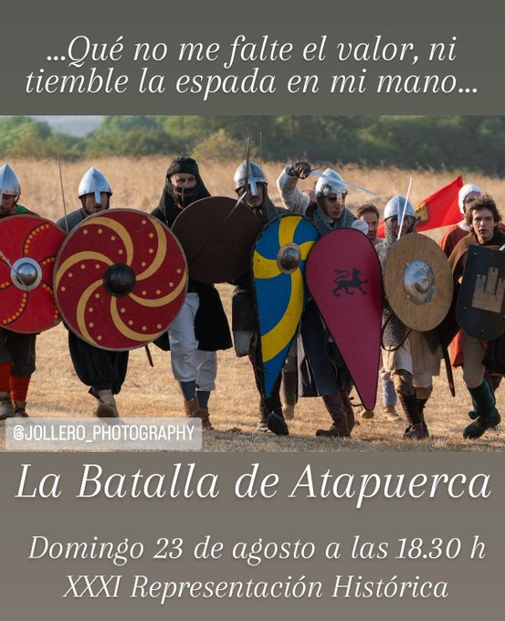 culturacyl's tweet photo. Domingo 23 de agosto a las 18.30 h, 
XXXI Representación Histórica de la Batalla de Atapuerca
@batallatapuerca https://t.co/FyEO6IHhhS