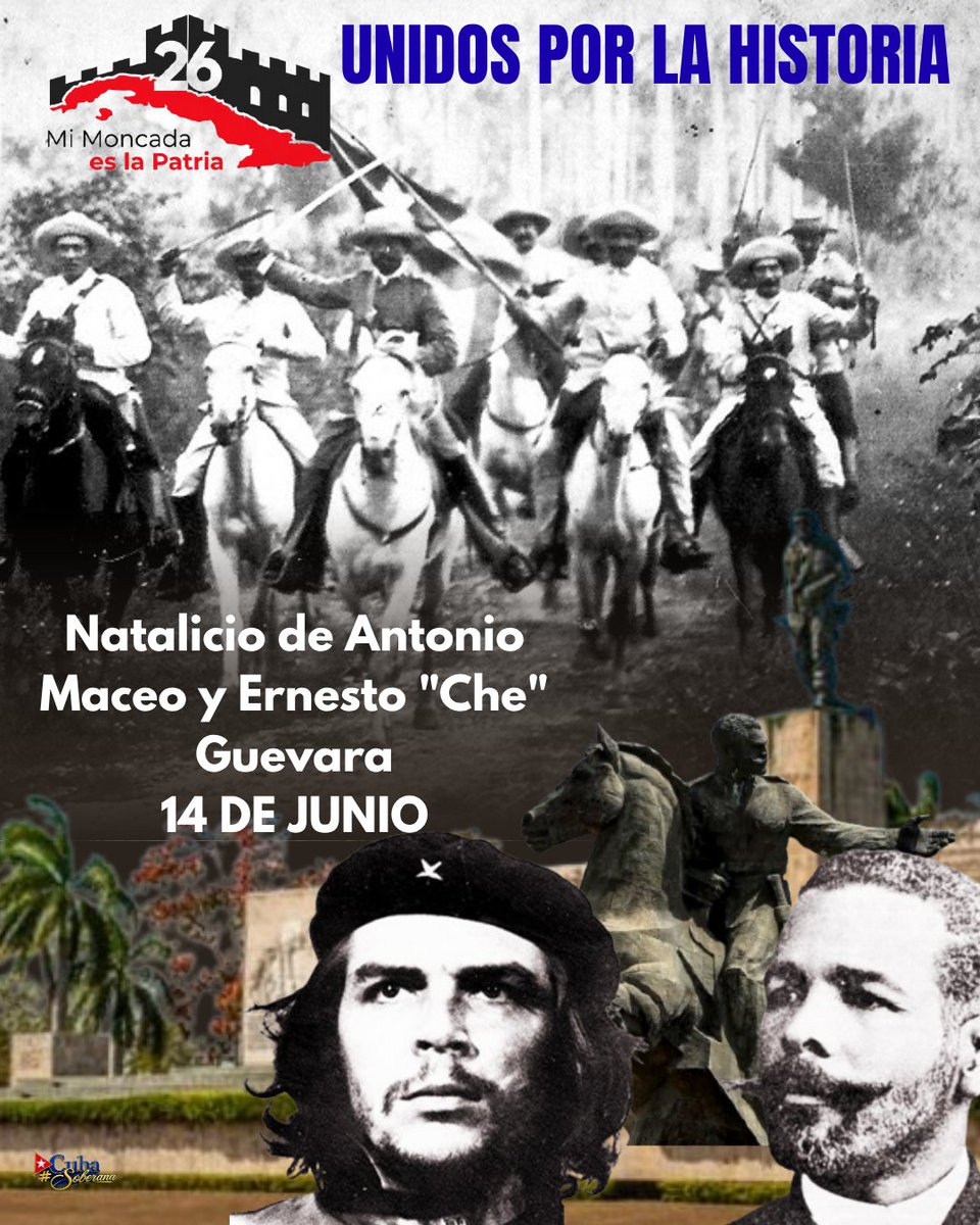 CubaSoberana02's tweet photo. Dos fechas, dos hombres extraordinarios, una misma causa: la libertad y la justicia social. Antonio Maceo y Ernesto Che Guevara permanecen como símbolos eternos de firmeza y valentía. #MaceoYChe #CubaViveEnSuHistoria https://t.co/S4Fky19BU2