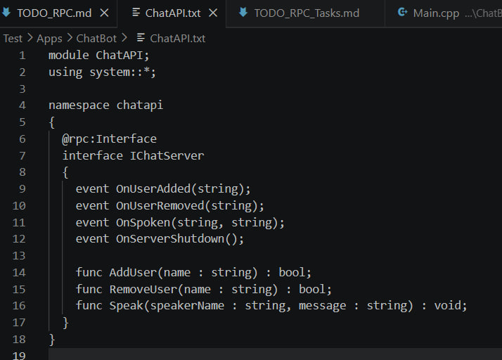 Roboworker Rpc Workflow RPC的demo跑起来了,定义一个接口,编译器会替生成海量C++代码,然后你只要自己写几个套壳app把服务起起来就好了 ...