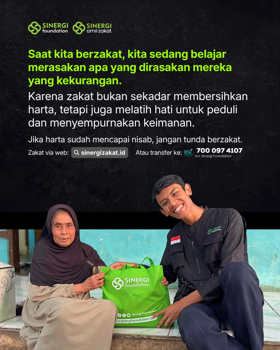 sinergiid's tweet photo. Sudahkah zakatmu ditunaikan hari ini?

👉🏻https://t.co/hUo9vfJRRC

Atau bisa juga lewat transfer ke:
💳 BSI 700.097.4107 a.n Sinergi Foundation

Untuk informasi dan konfirmasi di:
📞 081-321-200-100

#sinergifoundation #sinergiamilzakat #tumbuhberdaya #berbagi #muharramceria https://t.co/S5AwbFKQ5y