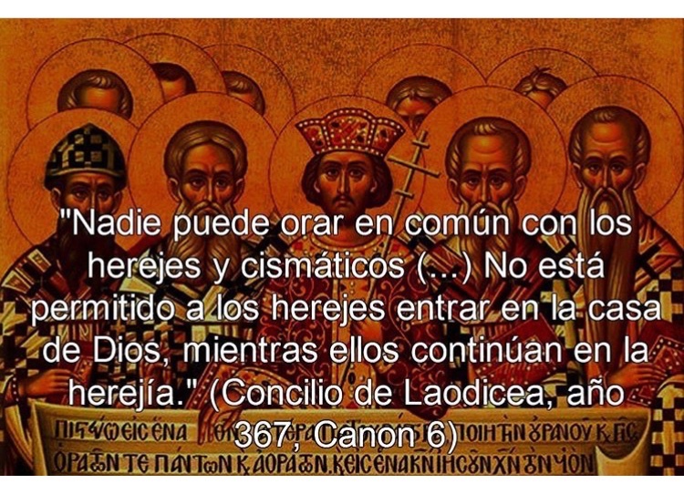 Luis61053512's tweet photo. “Nadie puede orar en común con los herejes y cismáticos(…) No está permitido a los herejes entrar en la casa De Dios, mientras ellos continúan en la herejía.” 

Concilio de la Laodicea, año 367, Canon 6 https://t.co/fZfbKvgETP