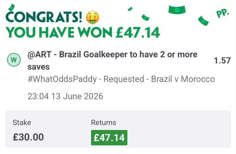 AndyRobsonTips's tweet photo. ✅ BET 3 IS SETTLED!

Nothing is fucking stopping this train, but I am way too stressed to be doing bet 4 in the Scotland game.

I'll share Bet 4 tomorrow. 🚂💨💨💨 https://t.co/EJHWW0SkLe