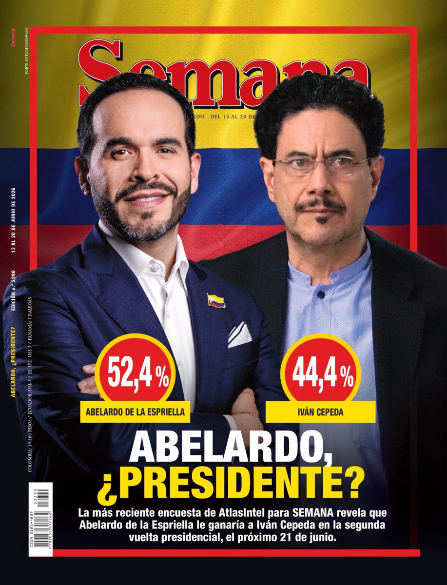 alejavillegasl's tweet photo. Una portada que solo da esperanza 
💛💛💙❤️ @RevistaSemana @YesidLancheros ¡Firmes Por La Patria! https://t.co/Bf3vaSuEyd