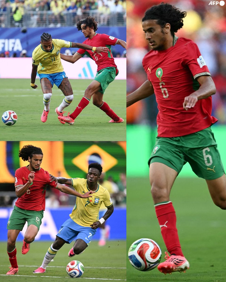 InvictosSomos's tweet photo. ¿Vinicius? ¿Raphinha? ¿Casemiro? ¿Paquetá? ¿Hakimi? ¿Brahim? No, la verdadera FIGURA del partido entre Brasil y Marruecos fue AYYOUB BOUADDI. Con apenas 18 años de edad, y siendo su debut en Copas el Mundo, el jugador del Lille entregó un auténtico RECITAL ante una potencia internacional. Un escándalo lo que jugó. Limpió salidas, distribuyó con inteligencia, tuvo acciones defensivas notables, manejó los tiempos y se adueñó del mediocampo en varios lapsos del partidos. Un deleite ver cómo siempre se ofrecía, cómo sorteaba presiones, cómo conducía siempre con la cabeza levantada y cómo repartía el juego en el torneo más exigente del planeta. Estamos ante un talento muy especial. LA JOYA DE MARRUECOS.