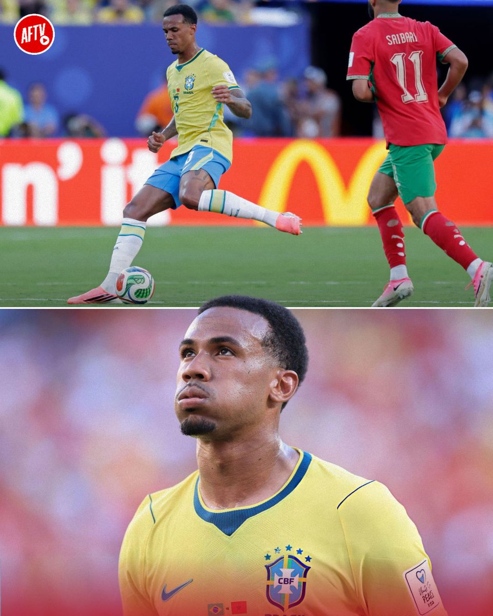 AFTVMedia's tweet photo. Gabriel Magalhaesplayed the full 90 minutes, recorded the joint-most defensive contributions (9), and had the most touches (97) in Brazil's 1-1 draw with Morocco. 🇧🇷 💪 

Gabriel Martinelli remained an unused substitute and did not feature in the match. 🚫 https://t.co/dUuHq2pZDy