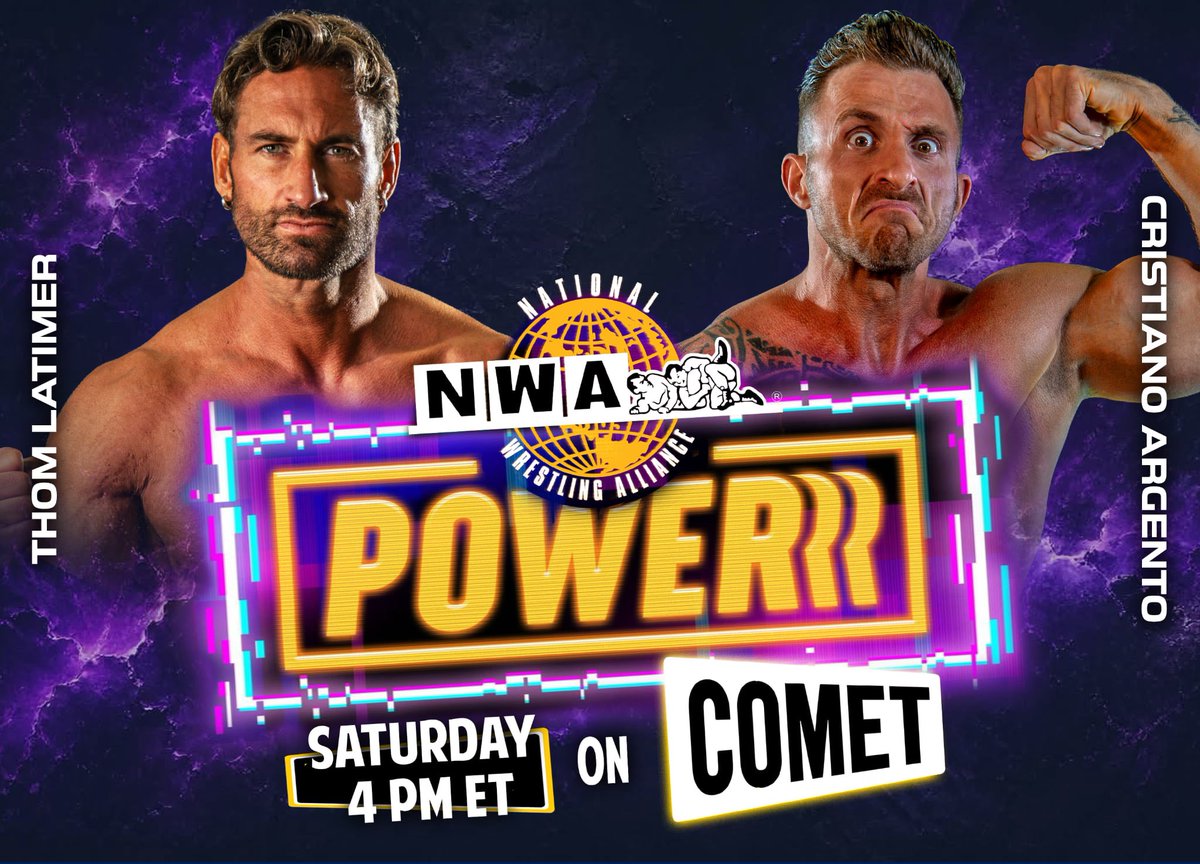 nwa's tweet photo. 𝙋𝙊𝙒𝙀𝙍𝙍𝙍 𝙃𝙊𝙐𝙍 𝙎𝙏𝘼𝙍𝙏𝙎 𝙉𝙊𝙒!!

An all-new 𝙉𝙒𝘼 𝙋𝙊𝙒𝙀𝙍𝙍𝙍 starts now! Don’t miss an action/packed episode,  every Saturday at 4PM ET / 3PM CT / 4PM PT on @WatchComet. https://t.co/eEYlQGflbQ