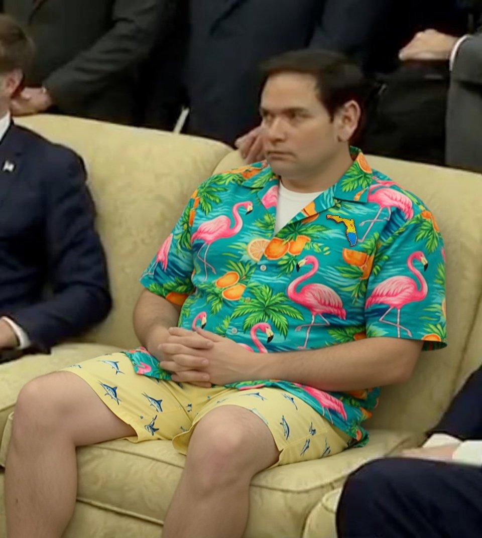 StraightFlorida's tweet photo. Since Marco Rubio’s already handling half the jobs in Washington, can we just slide him into the Florida governor’s mansion for a bit while we find somebody better than Byron Donalds? 🤔 https://t.co/596mZYC0l2