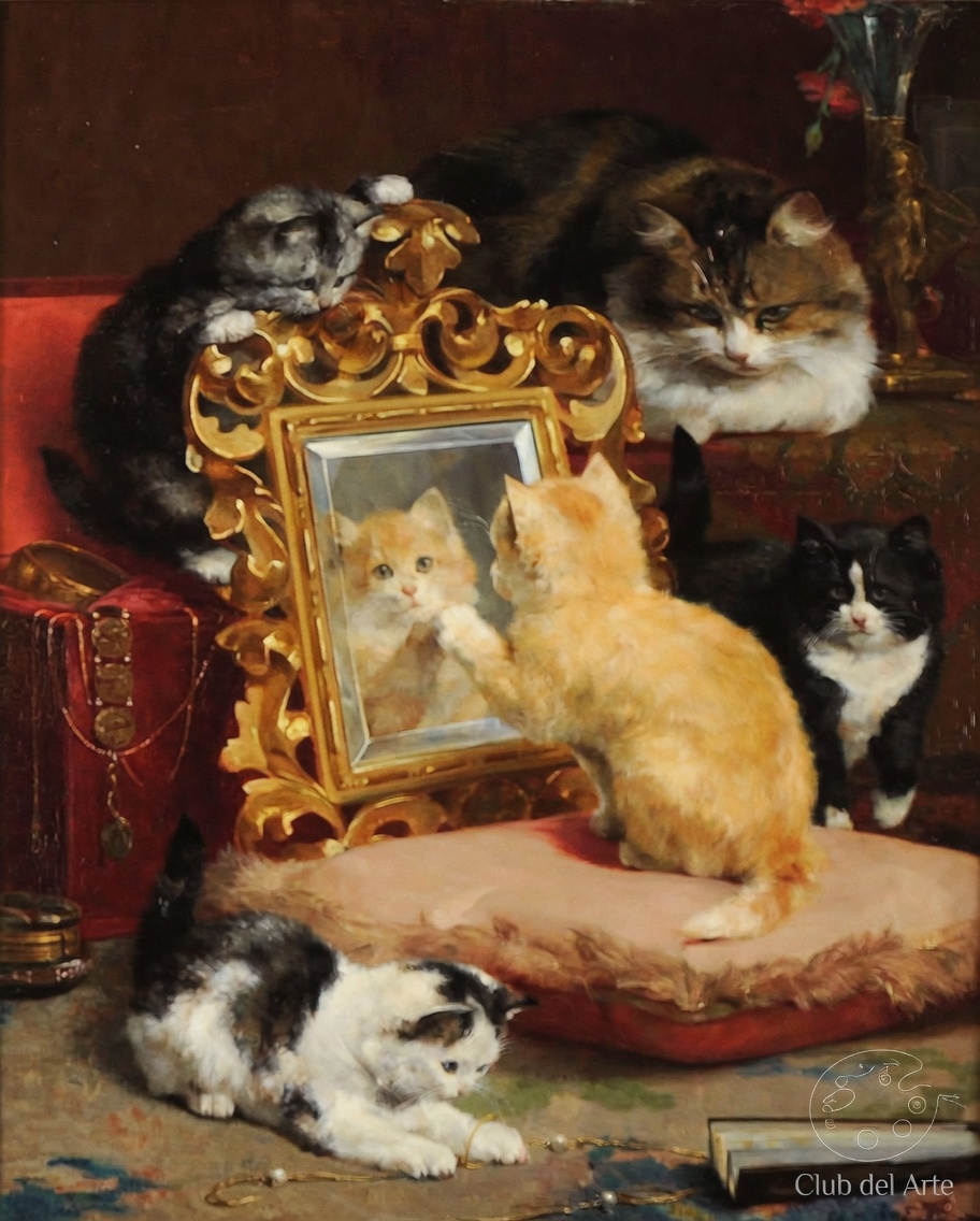 Arteymas_'s tweet photo. ￼￼”Gatos en juego" (originalmente en inglés, Cats at Play o Kittens at Play) es el título aplicado a varias de las obras más célebres y entrañables del pintor belga Charles van den Eycken (1859–1923). 

Considerado uno de los máximos exponentes del realismo animalista del siglo XIX y principios del XX, Van den Eycken se especializó en capturar la vida cotidiana de las mascotas, alejándose de los retratos aristocráticos rígidos para mostrar a los animales en situaciones espontáneas, curiosas y llenas de humor dentro de interiores burgueses.