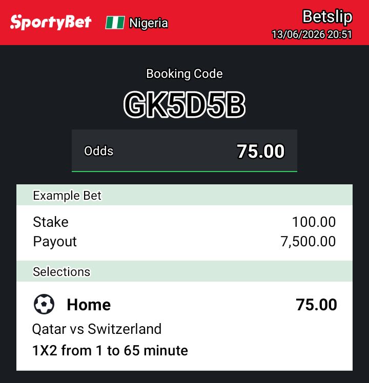 WillsJustus's tweet photo. No gHey check out the bet I just placed on Sportybet! https://t.co/kacxc547Ql https://t.co/ylUpK2MT46