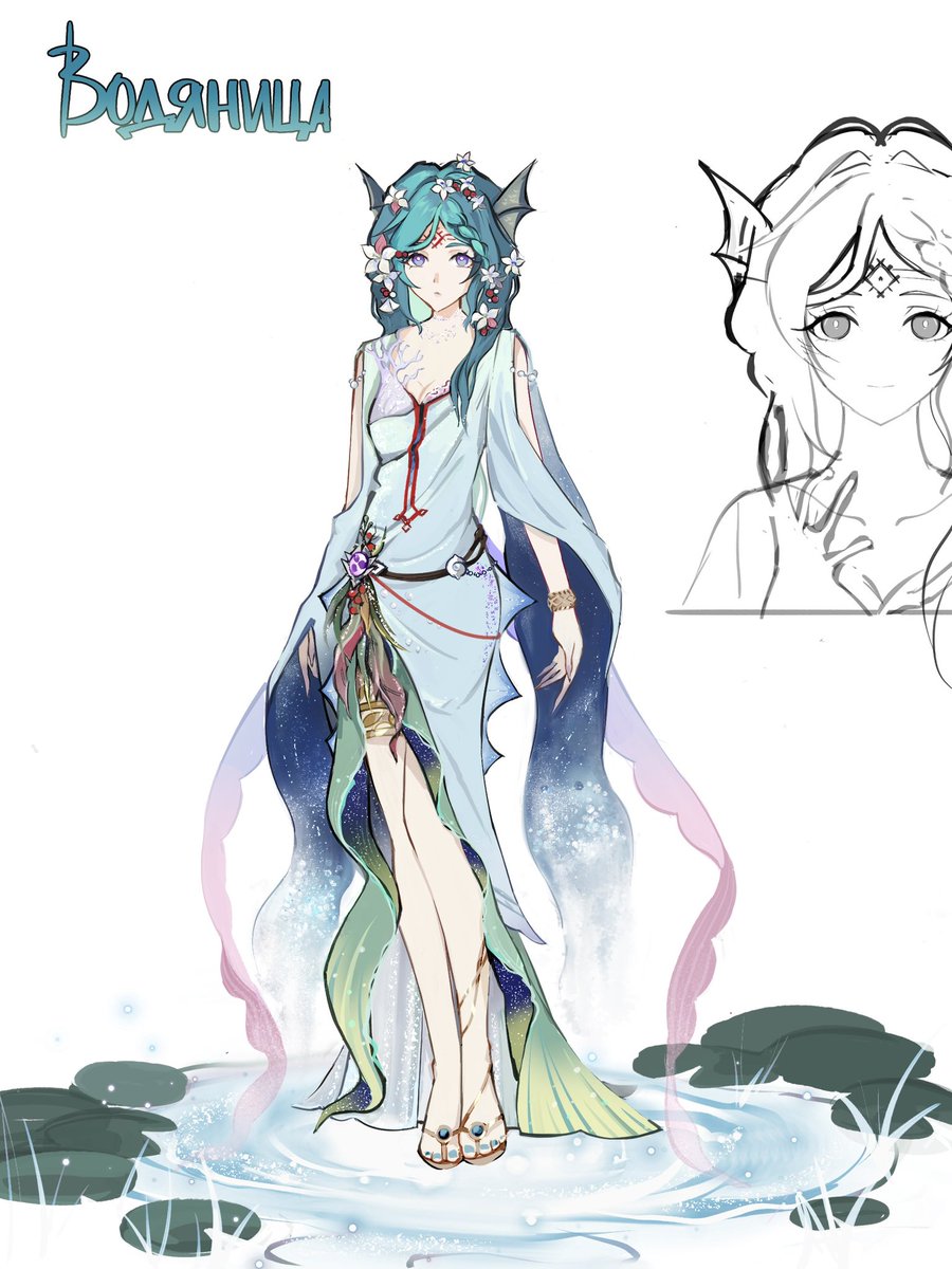 Rayniegirl_'s tweet photo. My design of Vodyanitsa 
#GenshinImpact https://t.co/KVLpMMPmMb