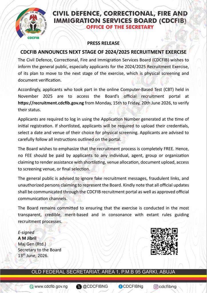 Murtardor's tweet photo. FINALLY!
CDCFIB ANNOUNCES NEXT STAGE OF 2024/2025 RECRUITMENT EXERCISE https://t.co/3B2u4QhNg3